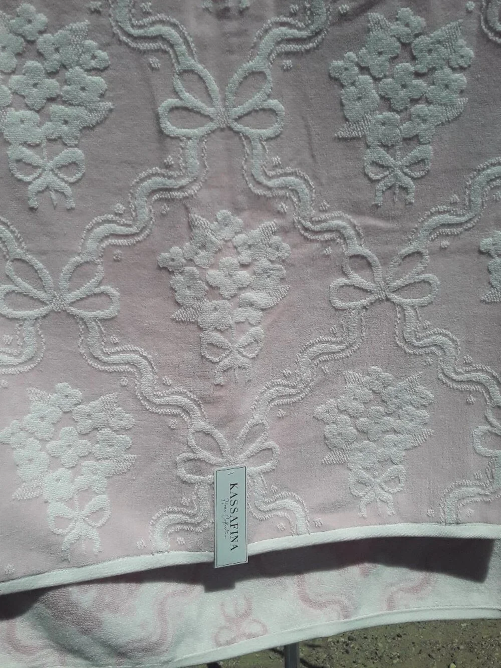 Kassafina BATH TOWEL 4 PC SET pink floral bow terry cotton towels new